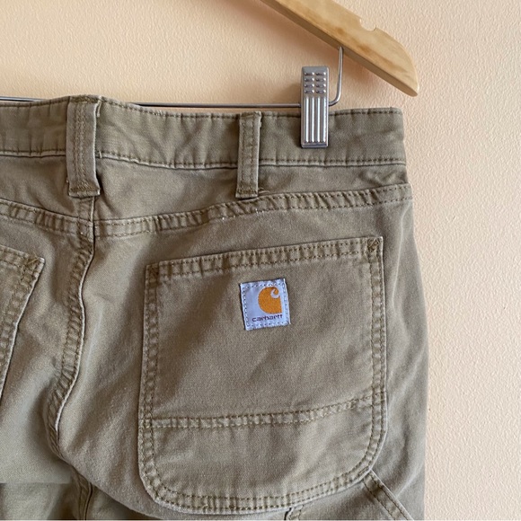 Carhartt Rugged Flex Mid Rise Slim Fit Waistband Canvas Work Pants Tan Size 10 - Picture 6 of 13